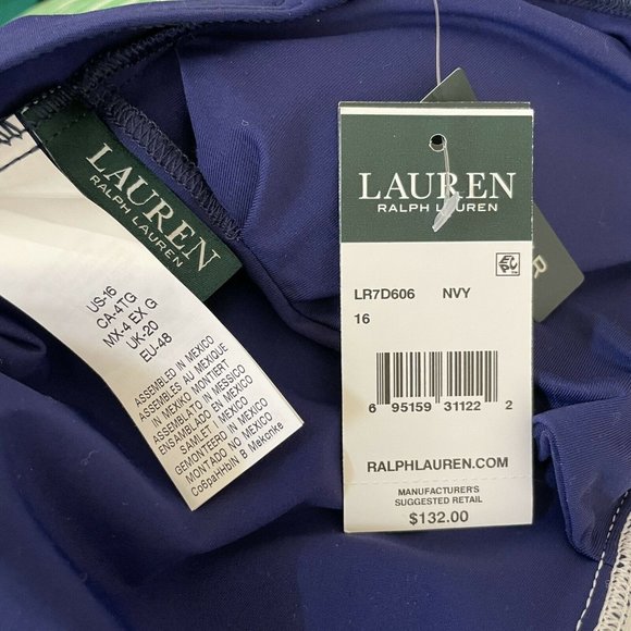 NEW Ralph Lauren SWIMSUIT One Piece Halter 16 Blue - Picture 6 of 8